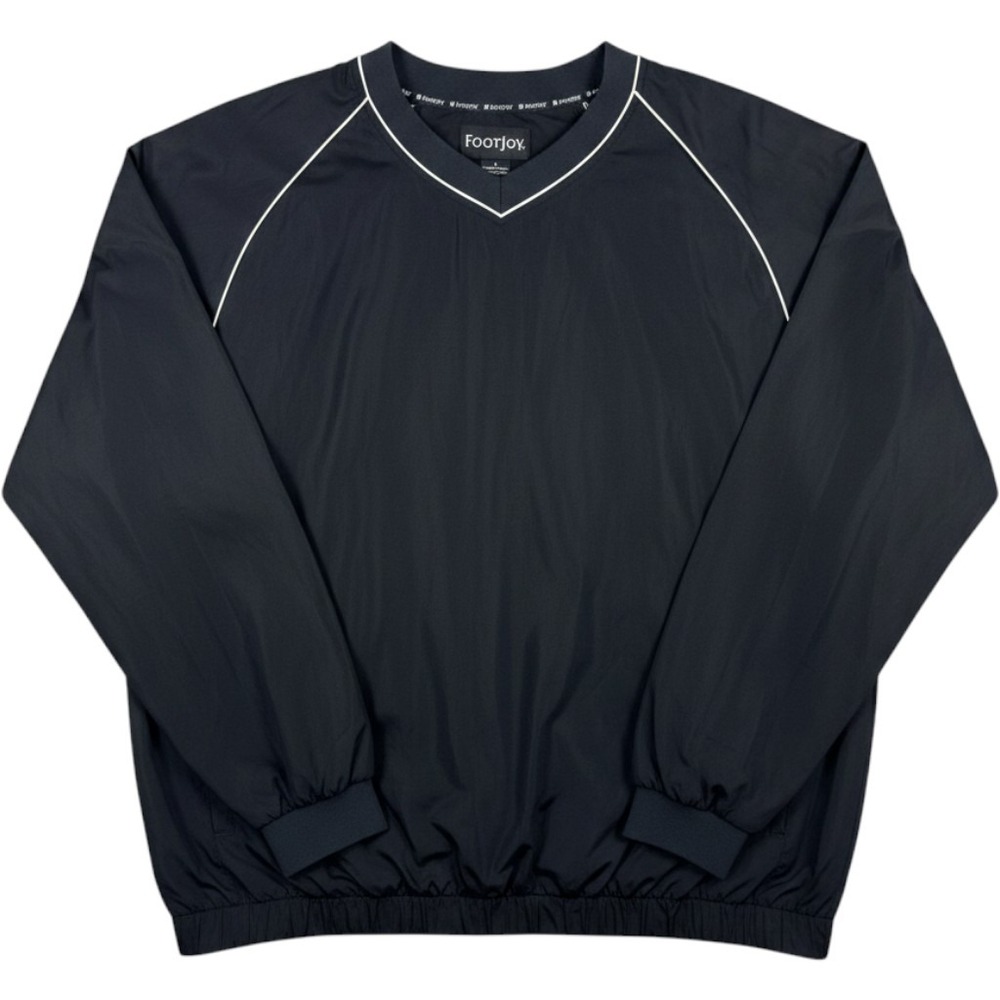 FootJoy Windbreaker Pullover Mens XXL V-Neck Contrast Piping Nylon Golf Black